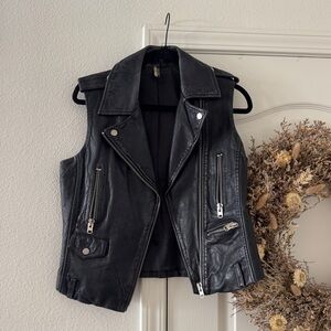 Topshop Black Leather Vest